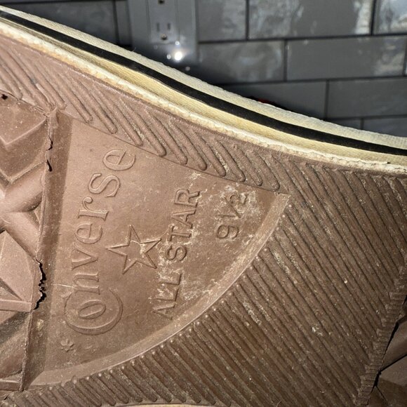 Converse Mens 9.5 Vintage NeeHi Tall High USA Made Denim Fold Over Plaid Sneaker - Picture 9 of 10